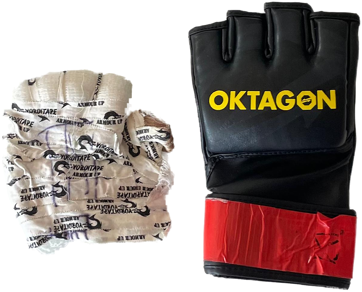 Von Alina Dalaslan bei OKTAGON 90 in Berlin getragene Kampfhandschuhe